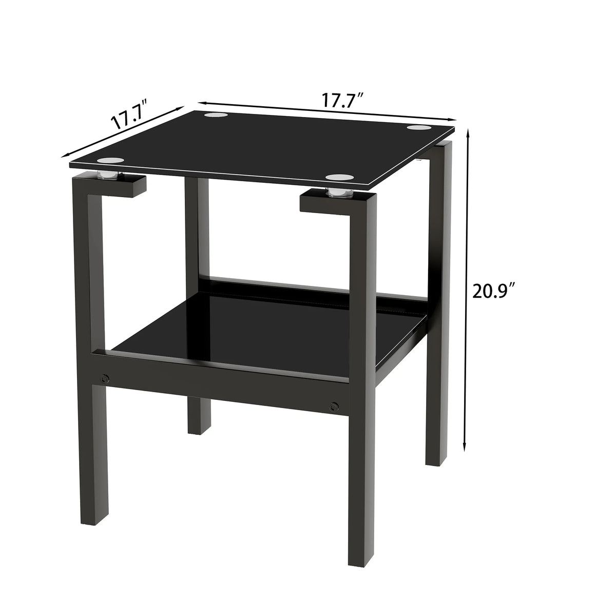 Black Tempered Glass 2 Layer End Table F347