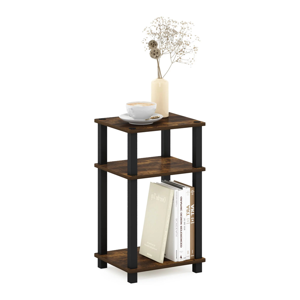 3-Tier End Table, Amber Pine/Black V5249