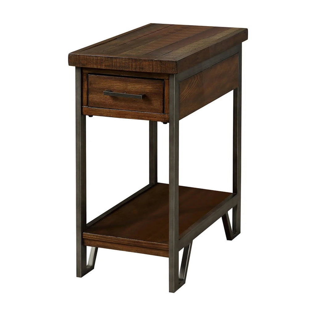 Rustic Wood 1-Drawer Side Table H587