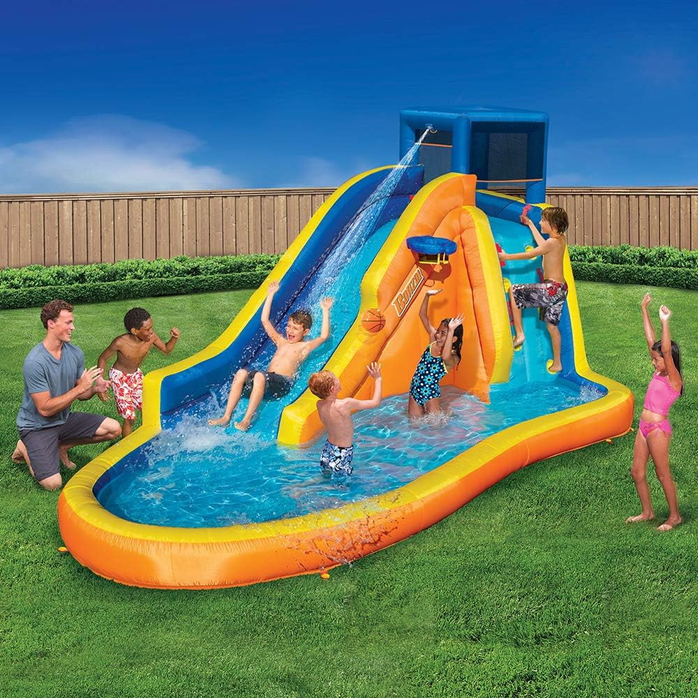 Inflatable Water Slide with Built in Sprinkler and Basketball Hoop S3750