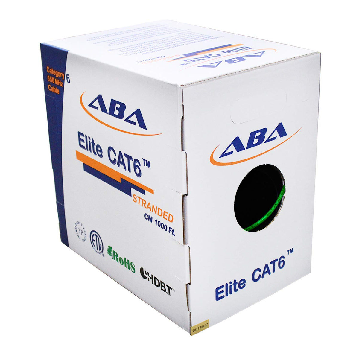 1000ft Cat6 Stranded UTP Cable, 24AWG, Blue I62655