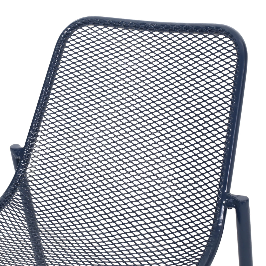 Matte Navy Blue Outdoor Dining Chair Set of 2 I349