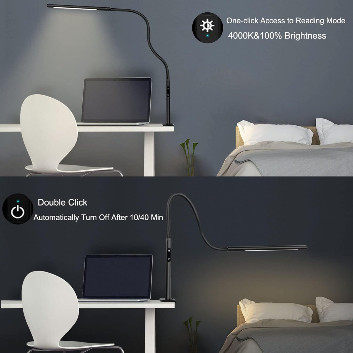 Black Swing Arm LED Desk Lamp with Remote Control R28951