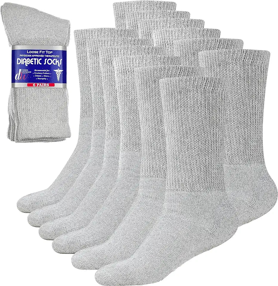 Loose Fit Non-Binding Cotton Crew Socks 6 Pairs F996956