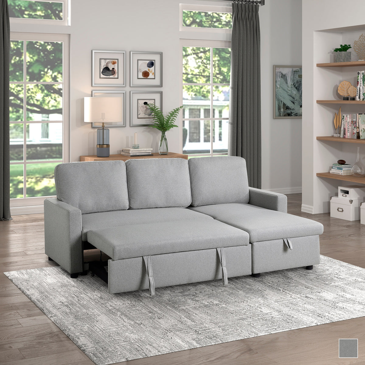 Sleeper Sectional Sofa with Reversible Chaise S425