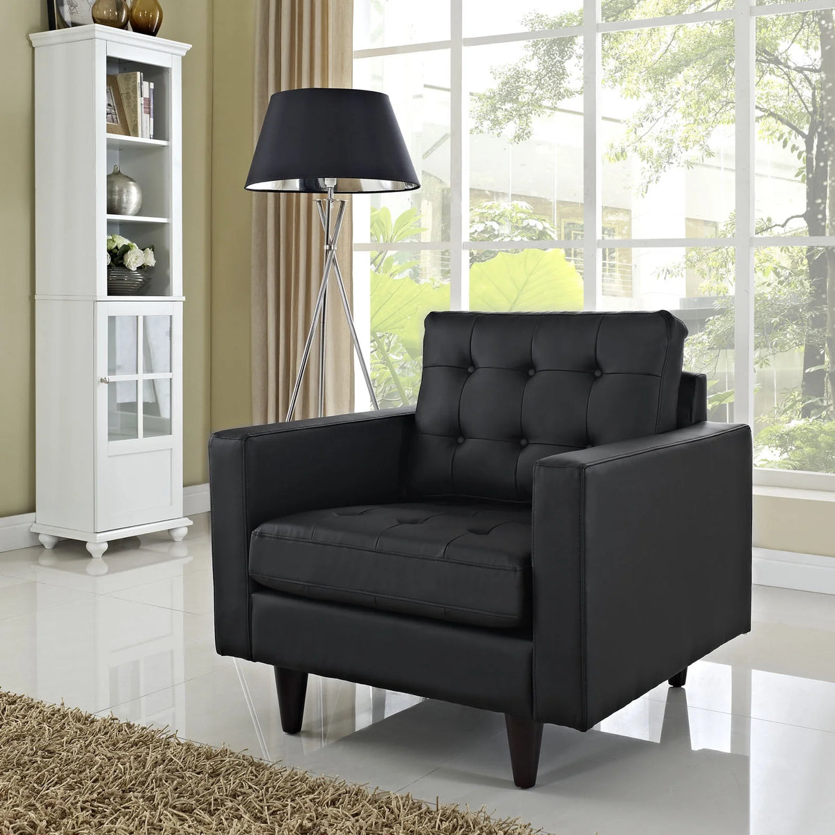 Black Leather Armchair W808226