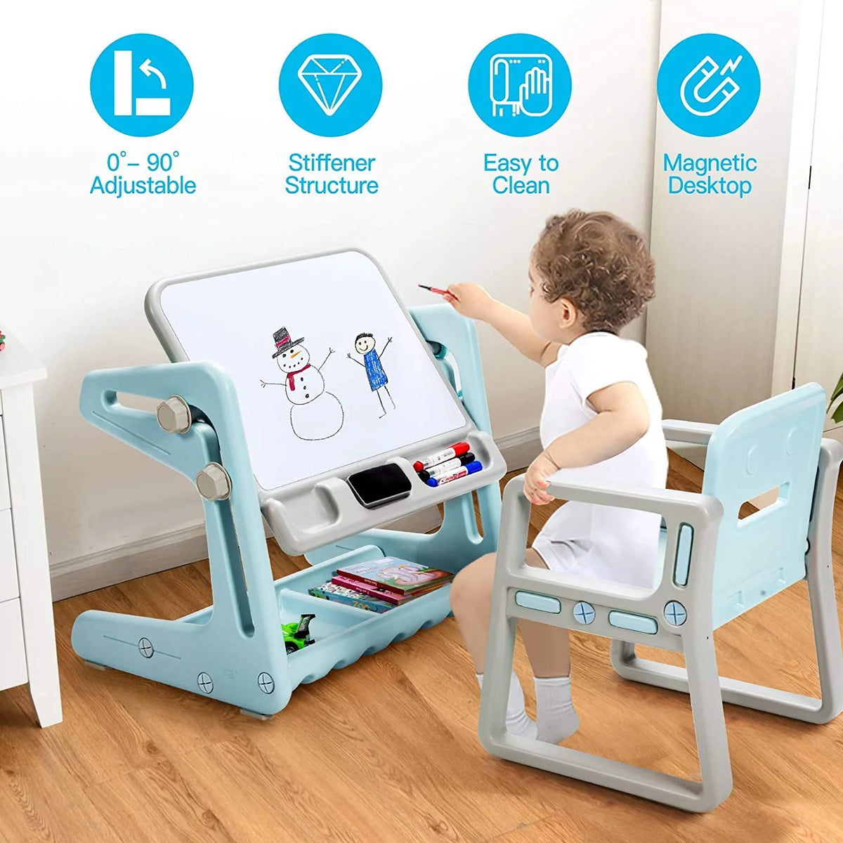 2 in 1 Kids Table & Chair Blue G5342