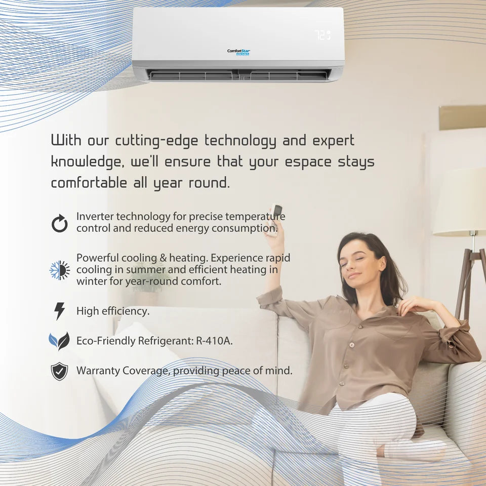 18,000 BTU 17 SEER2 Ductless Mini-Split Air Conditioner Heat Pump 220V O392598