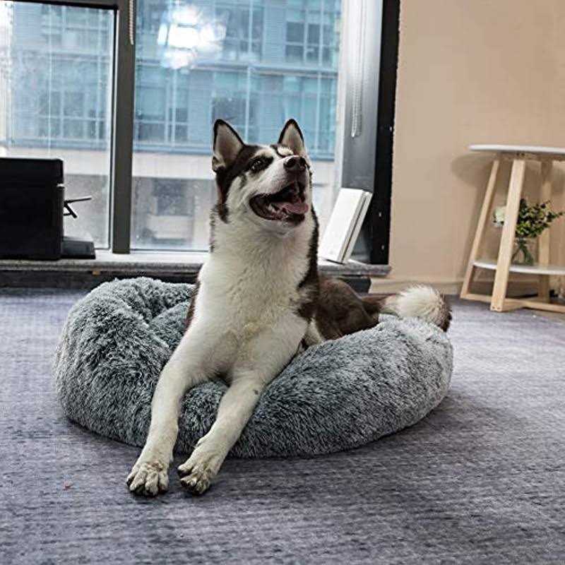 Oval Shag Faux Fur Washable Round Pet Bed P720363