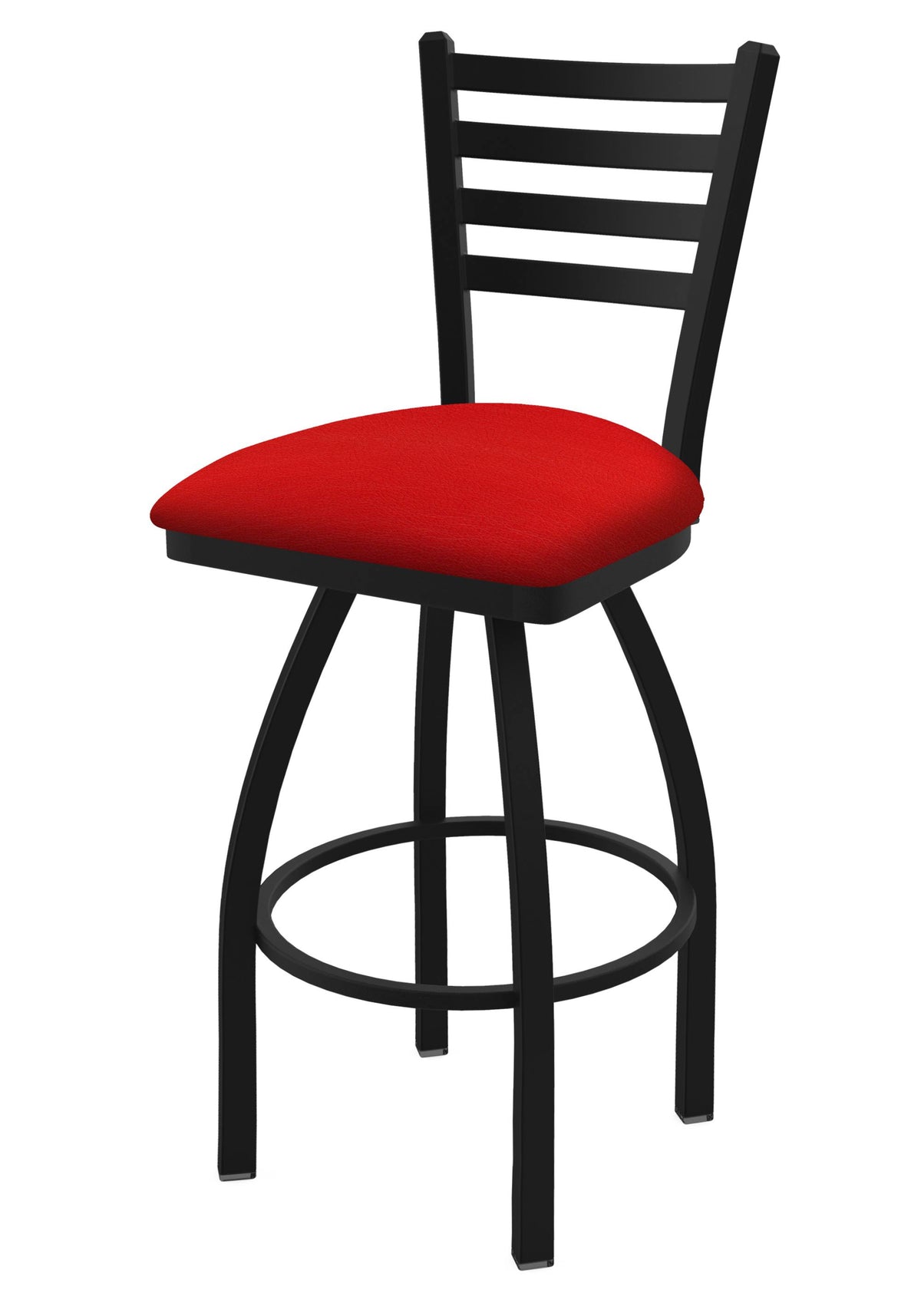 30" Swivel Bar Stool with Black Wrinkle Finish and Canter Red Seat X5212