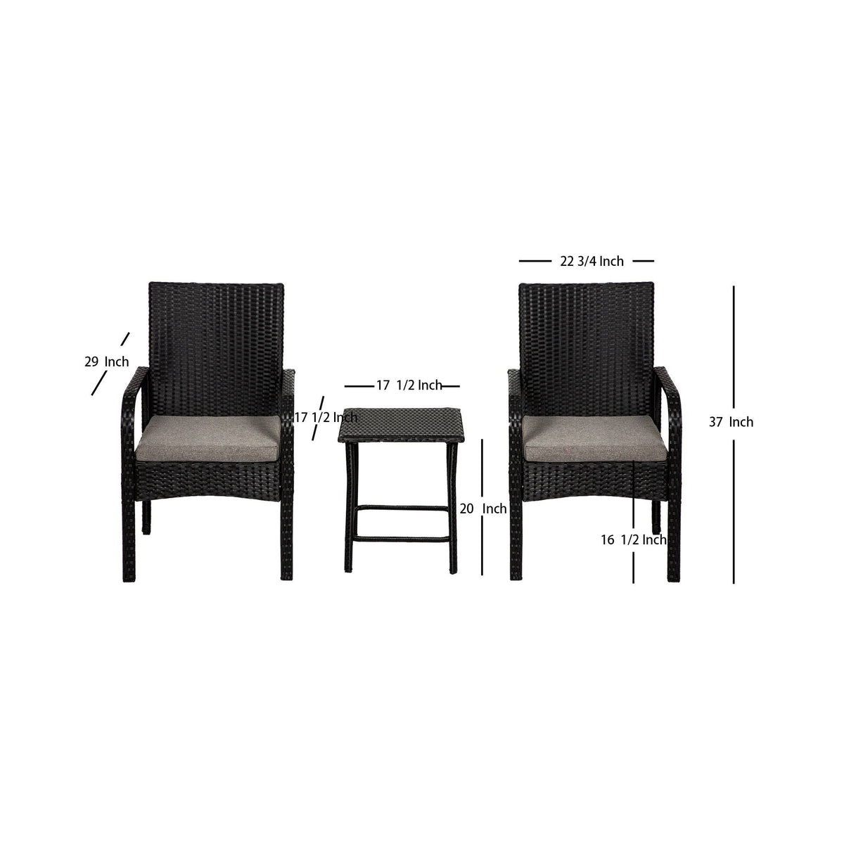 Beige 3-Piece Rattan Wicker Seating Set Z237900