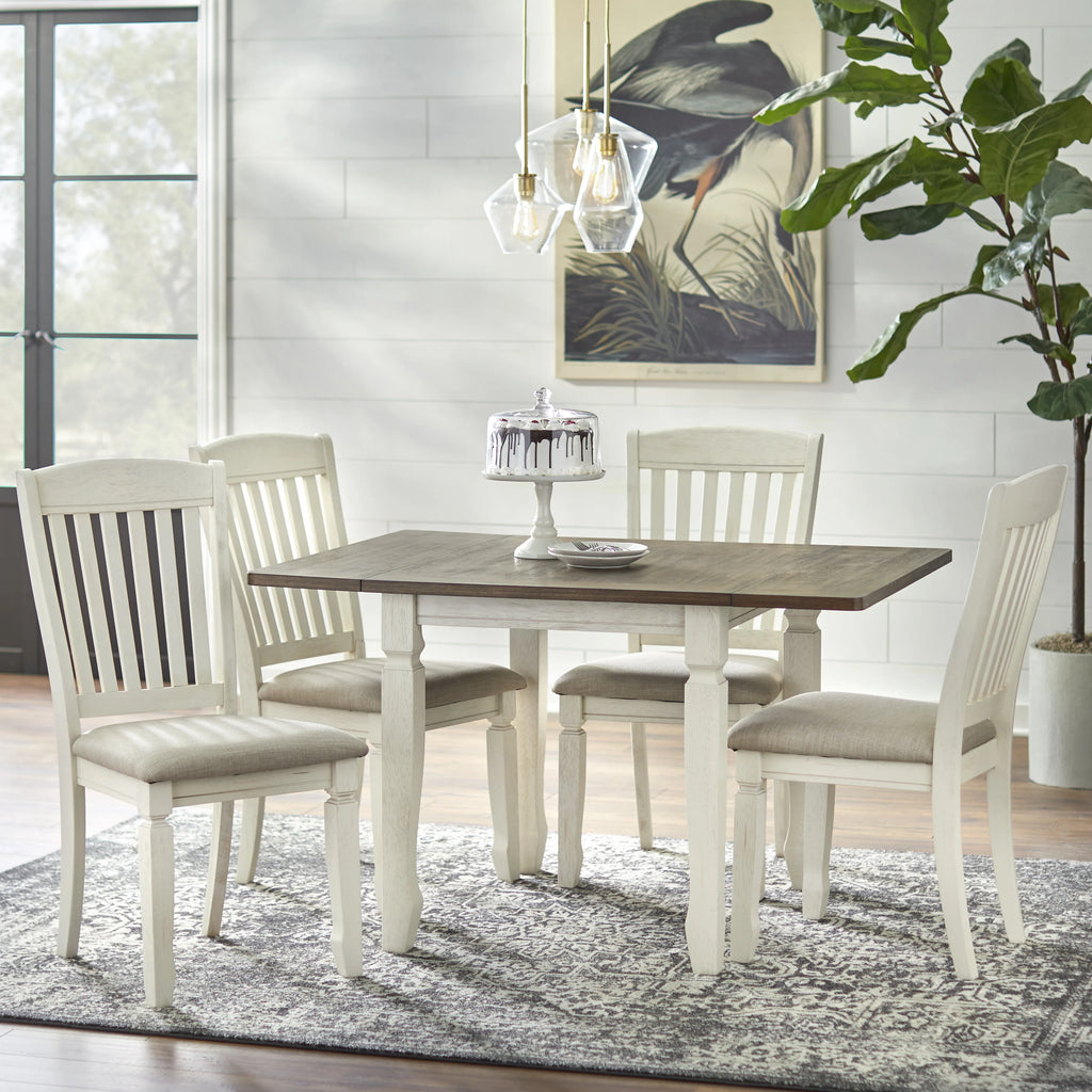 50 x 36 x 30 Walnut Antique White Square Dining Table T6464