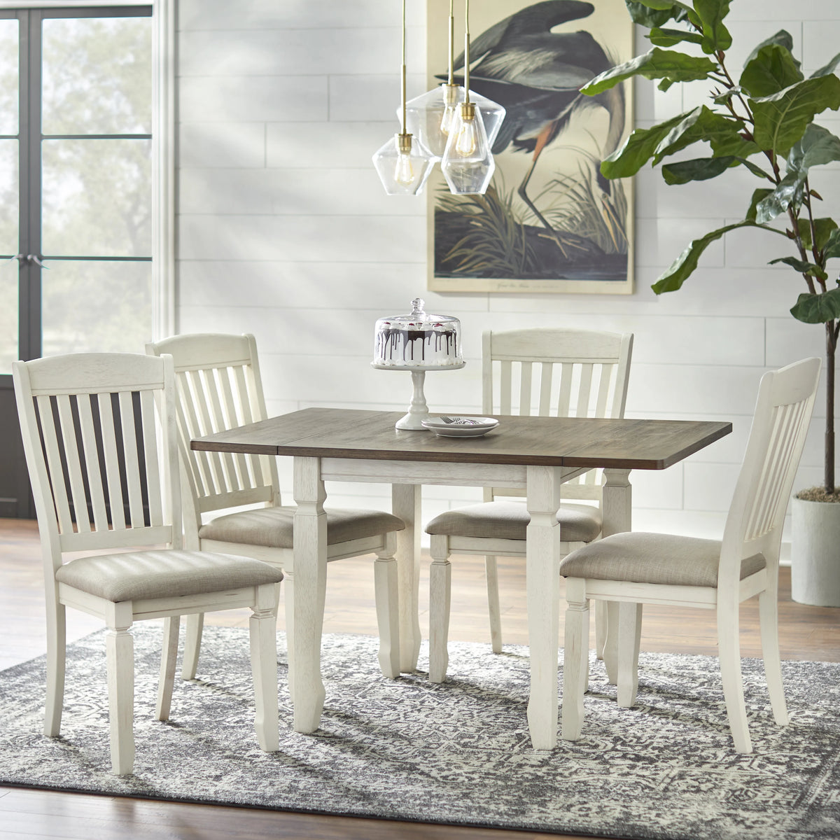 50 x 36 x 30 Walnut Antique White Square Dining Table T6464