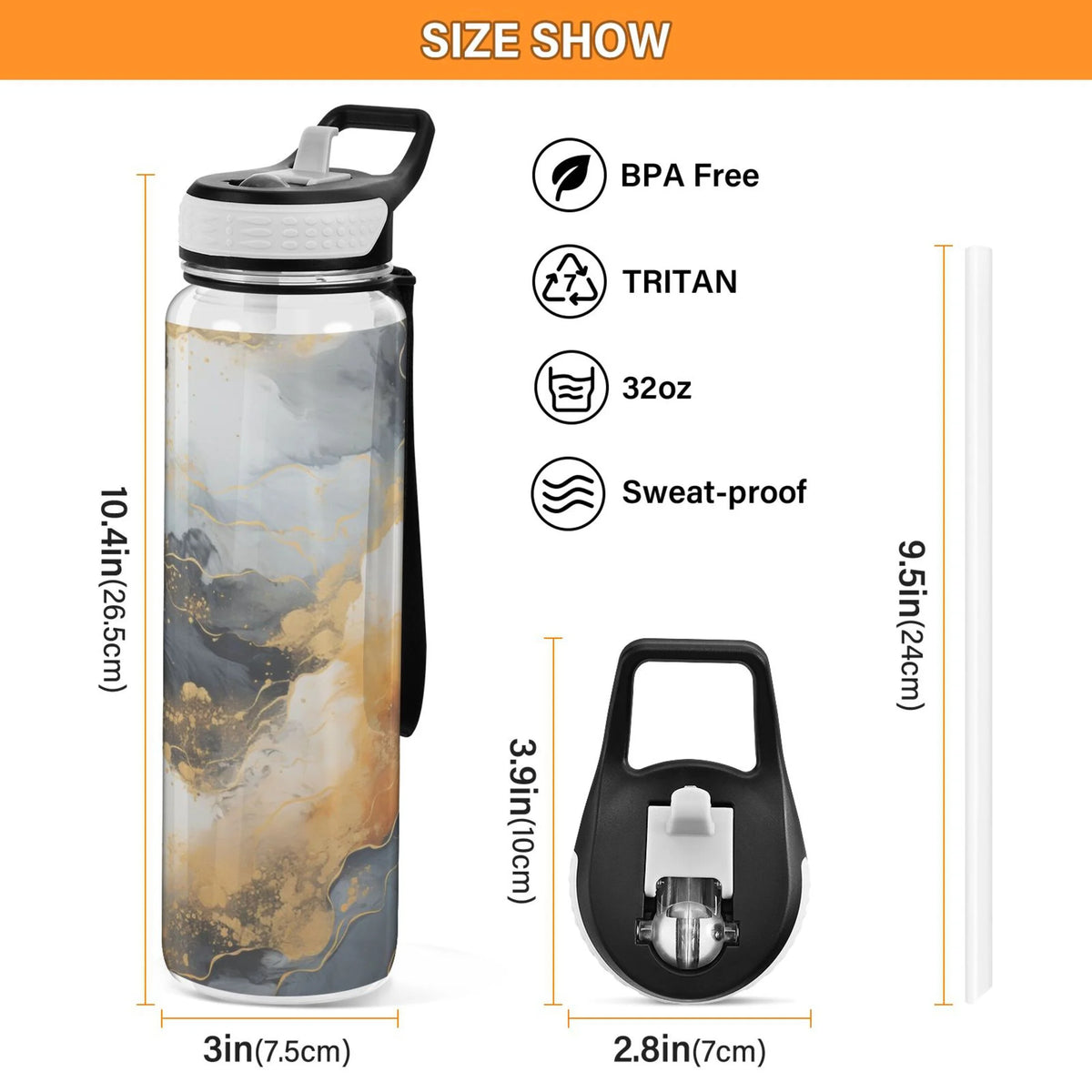 32oz Tritan Leakproof Water Bottle with Straw Q789