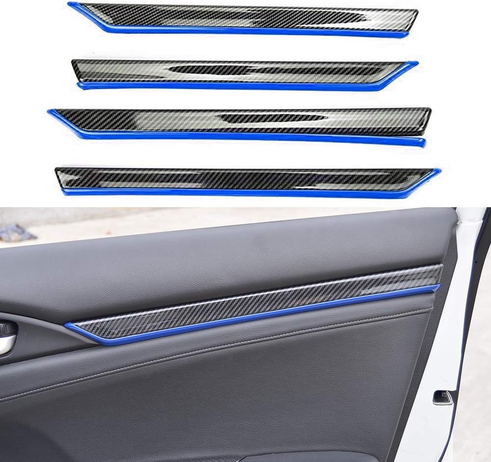 4pcs ABS Carbon Fiber Style Door Moulding Trims Cover Decal Accessories For Honda 4-Door Civic 2016-2020 RED Pack of 2 T3267