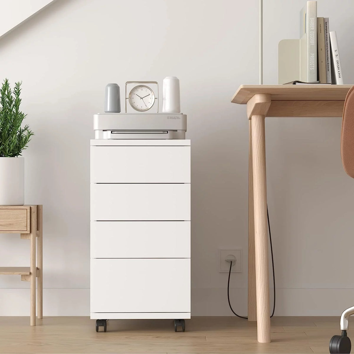 4-Drawer White Mobile File Cabinet F905233