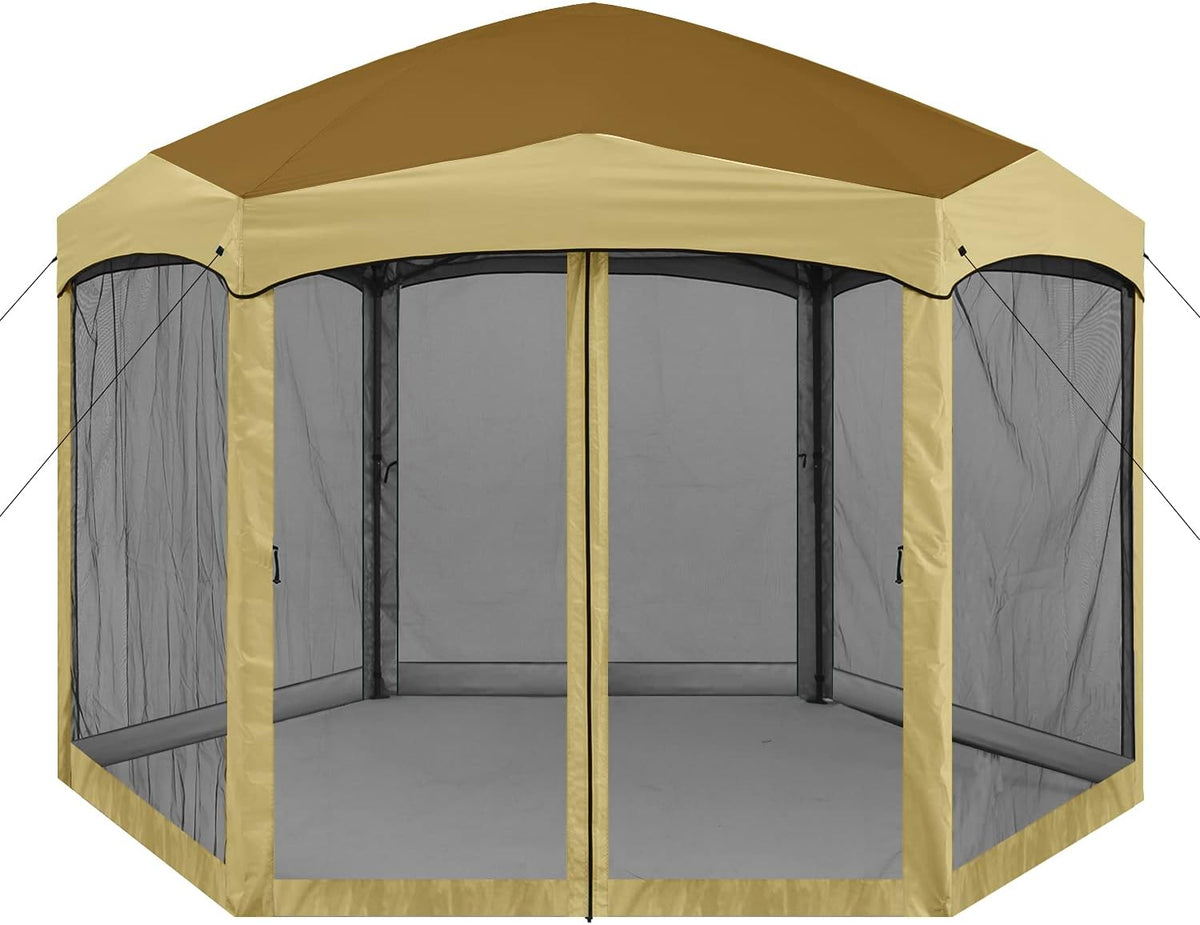 12x12 ft Hexagon Pop Up Gazebo with Netting C87002
