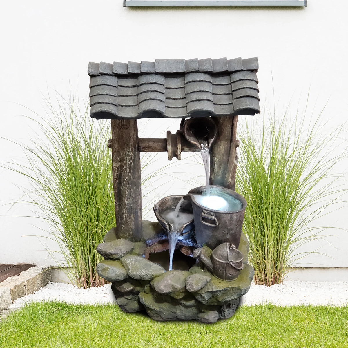 Polyresin Well Fountain with LED Lights V25878
