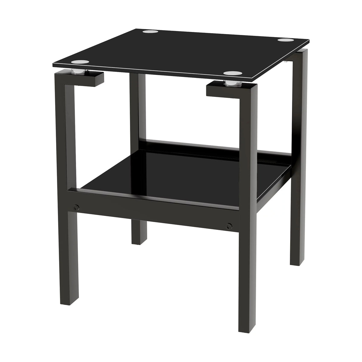 Black Tempered Glass 2 Layer End Table F347