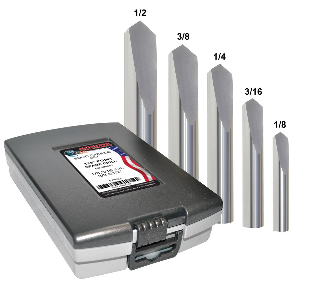 Solid Spade Drill Set 5Pc Carbide R2873