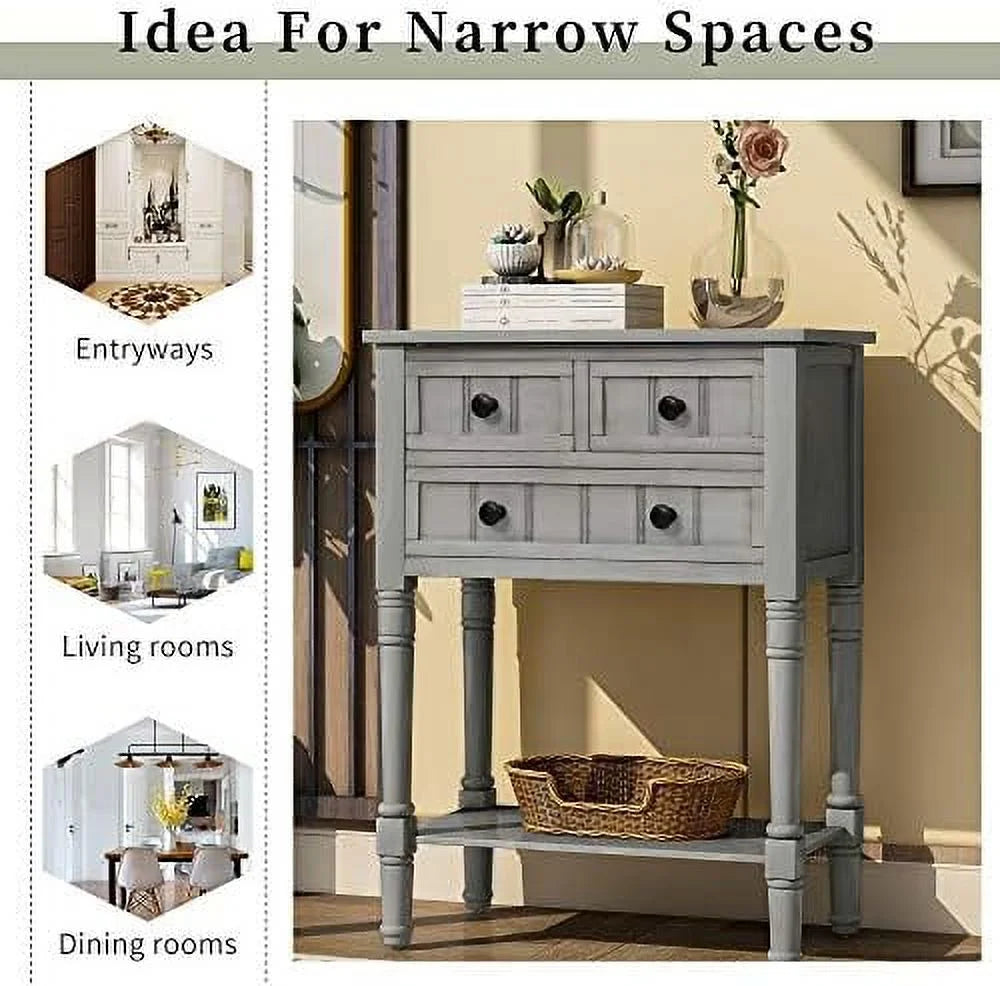 Narrow Console Table with Three Drawers Q57702