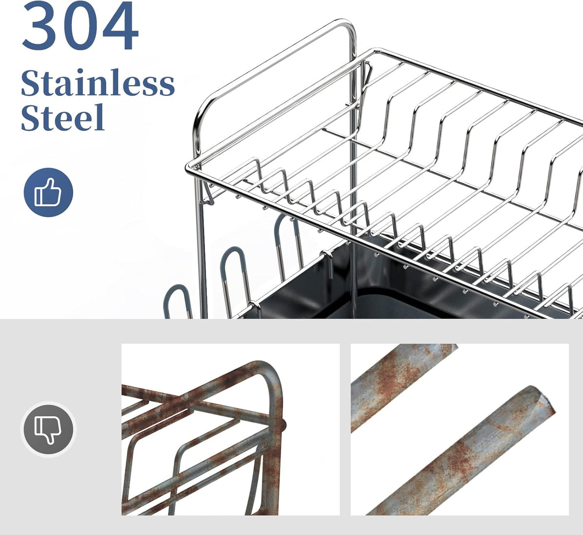 2-Tier Dish Drying Rack with Drainboard K343