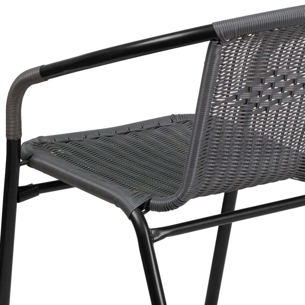 2 Pack Gray Rattan Stack Chair O75145