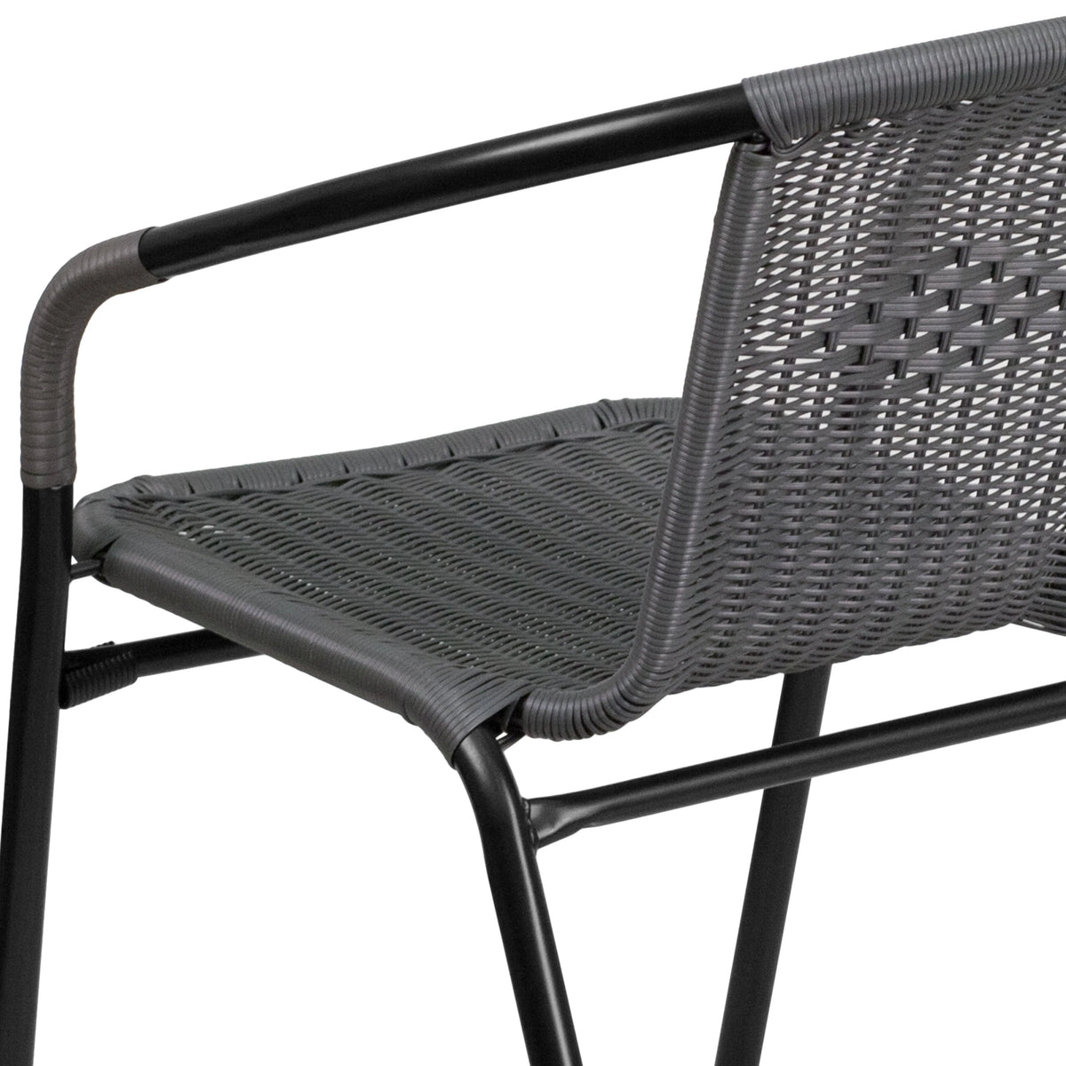 2 Pack Gray Rattan Stack Chair O75145