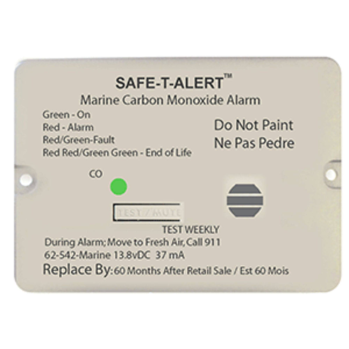 White Flush Mount Carbon Monoxide Alarm D3065
