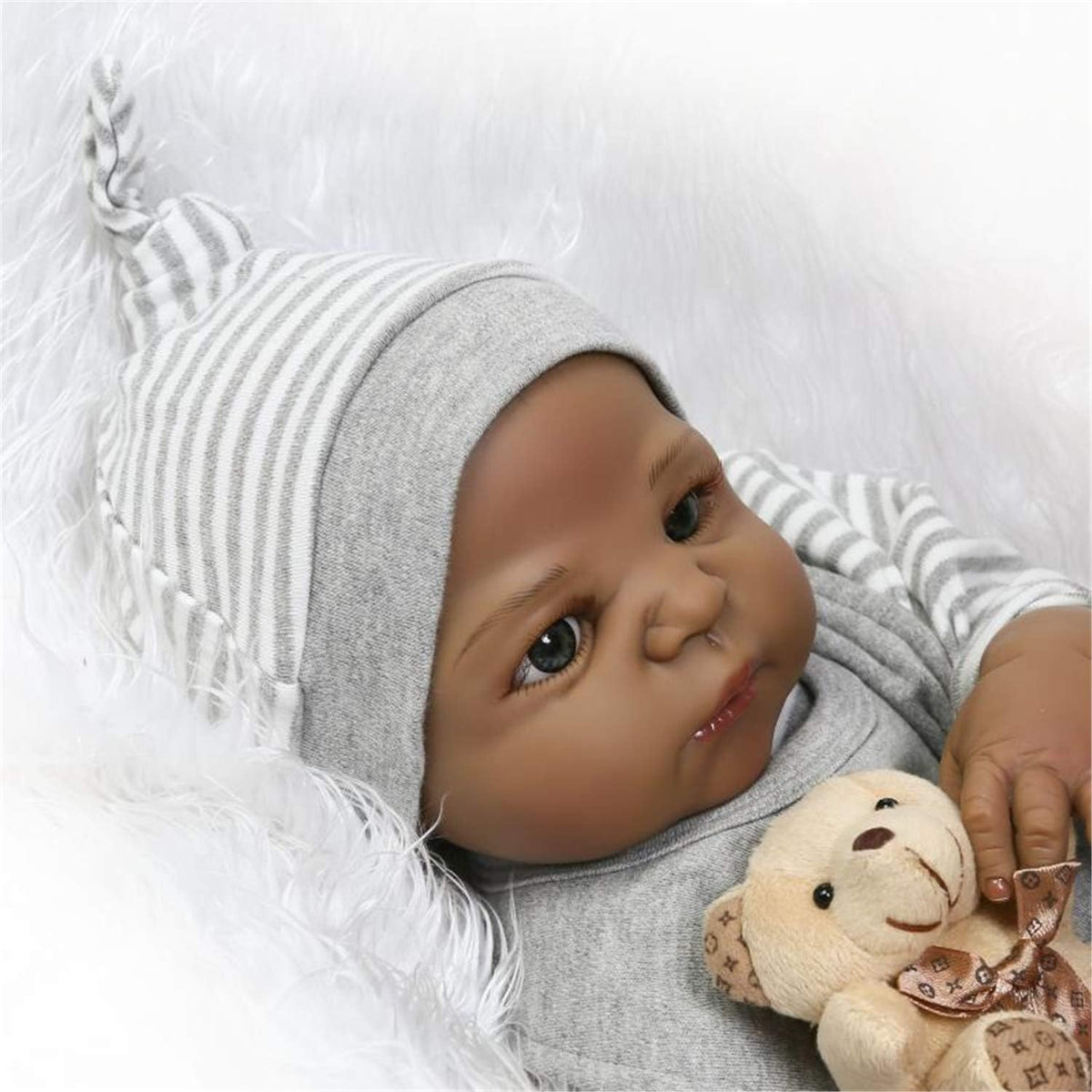 African American Twins Reborn Baby Dolls Silicone Vinyl Full Body Lifelike Waterproof Bathable Dolls Y687