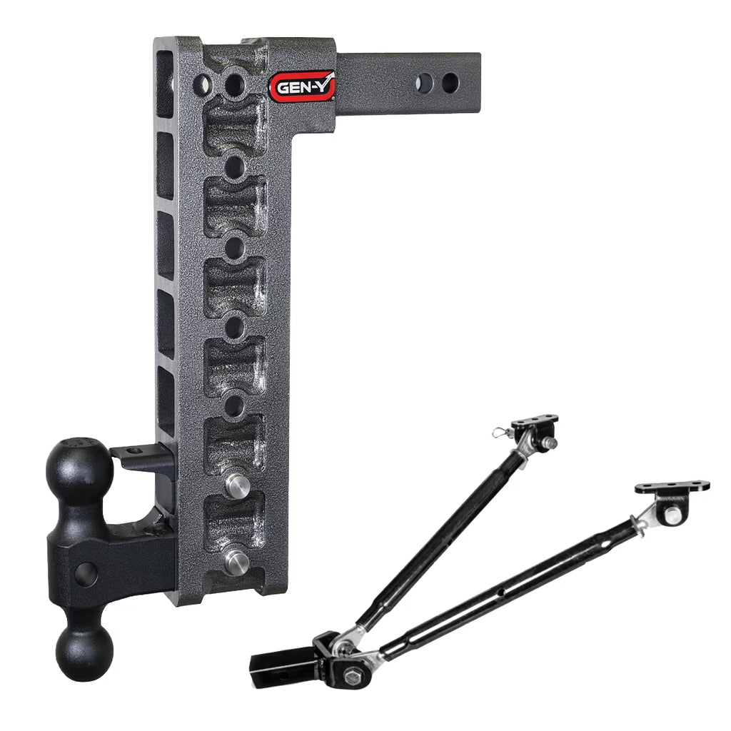 Adjustable 15" Drop Hitch with Dual-Ball, Pintle Lock, Stabilizer Kit for 2" Receiver D6094