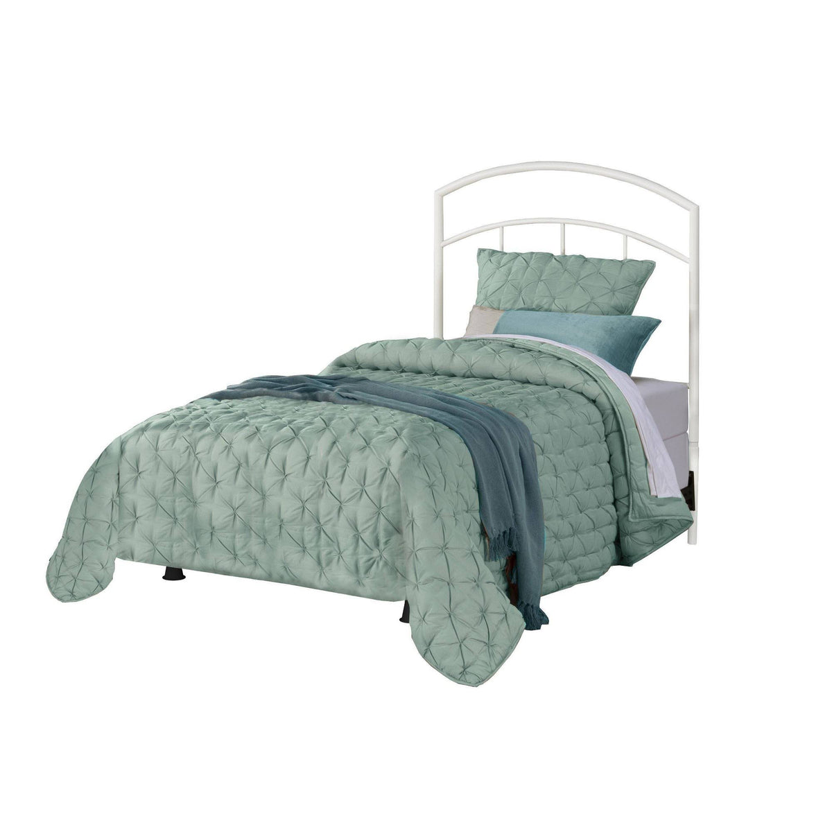 Textured White Twin Metal Headboard with Frame K982