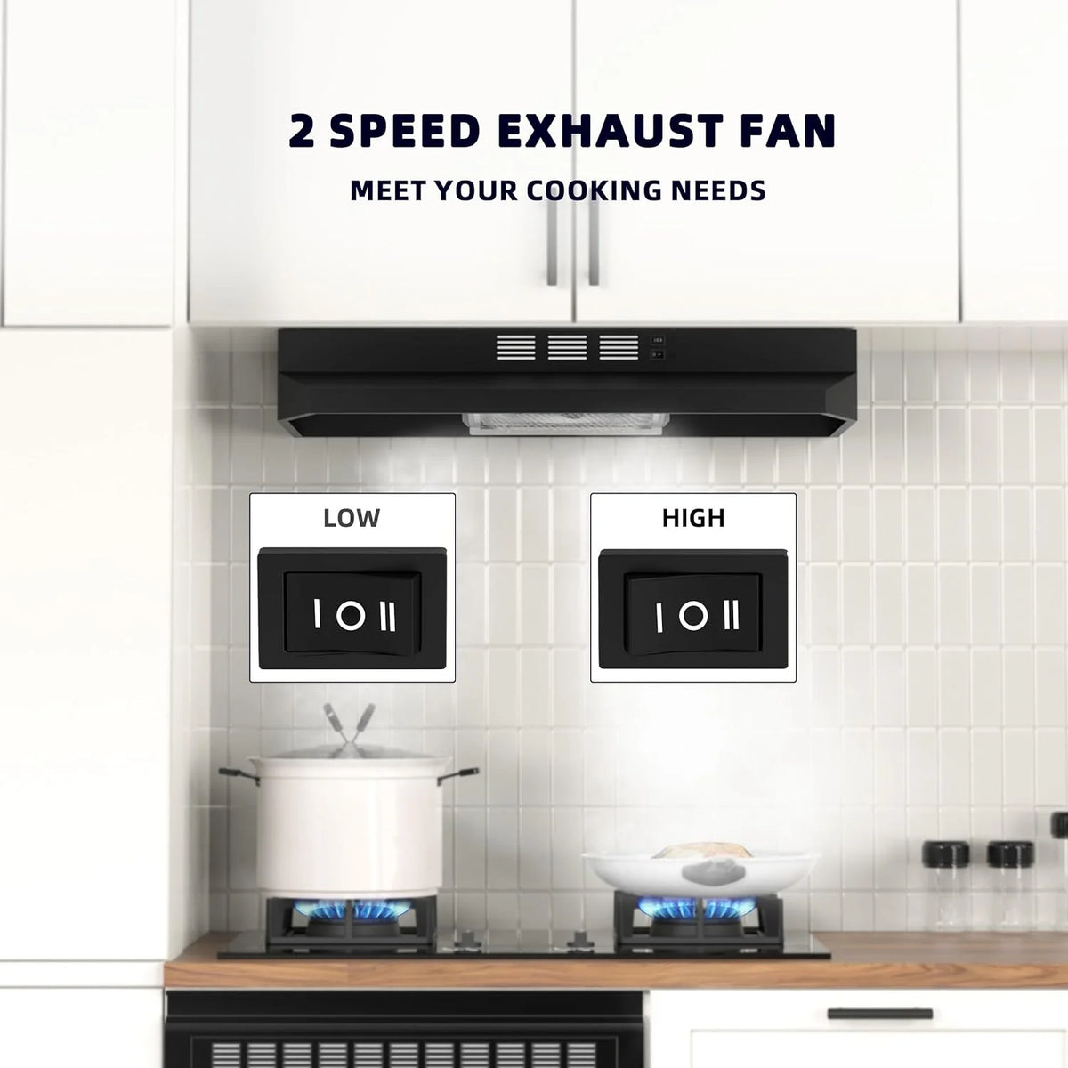 Black 30 inch Under Cabinet Range Hood with 300 CFM Y9110