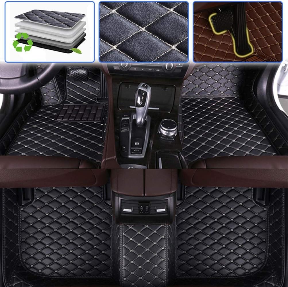 Black Beige Waterproof Anti-Skid Full Coverage Car Floor Mats T484