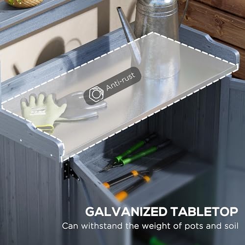Wooden Potting Bench with Storage Cabinet F715909