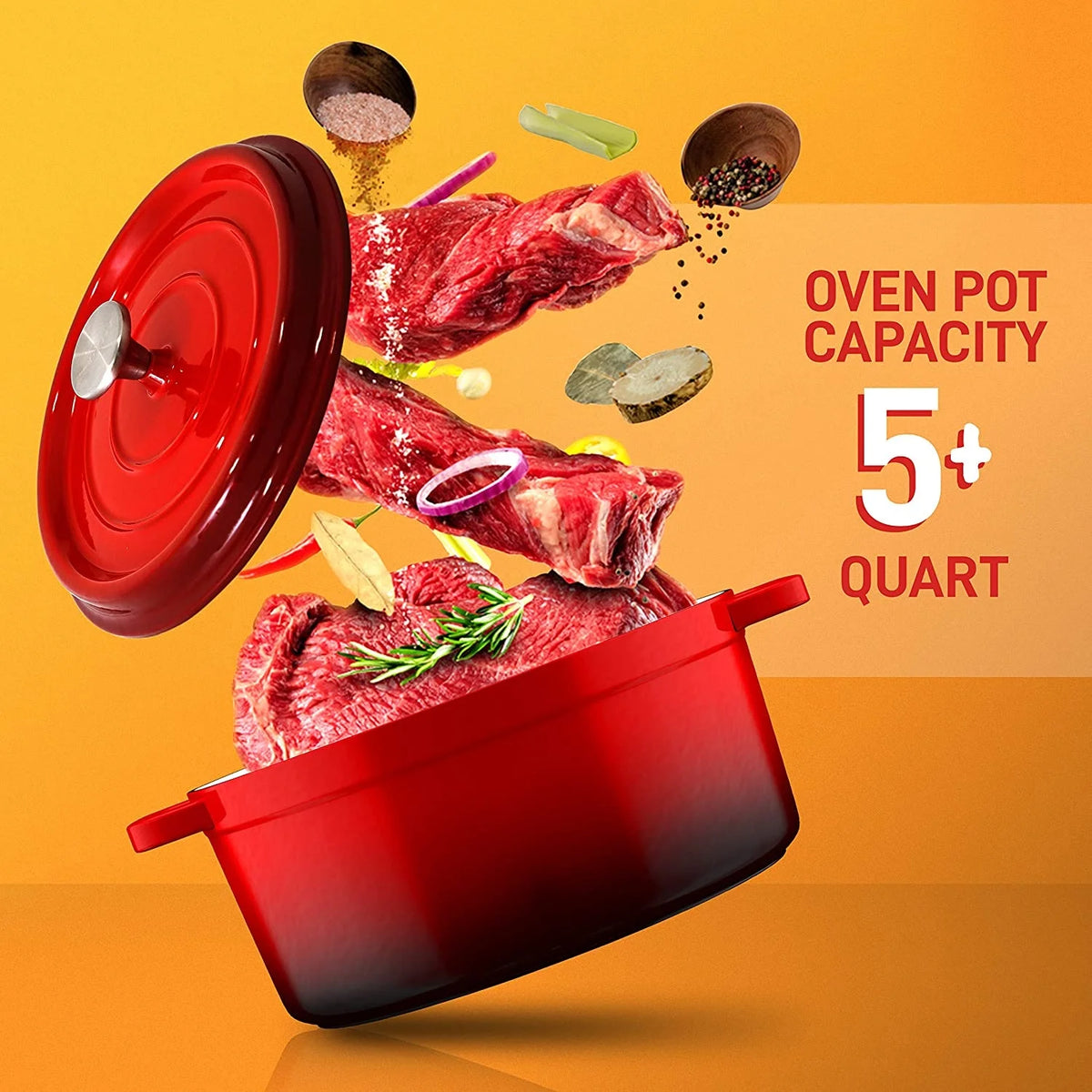 Red Enameled Cast Iron Dutch Oven C272523