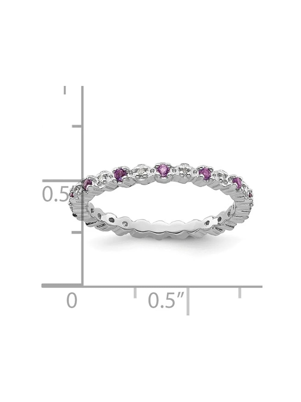 Amethyst Ring 1/5 Carat (Ctw) with Diamond Accent in Sterling Silver I556