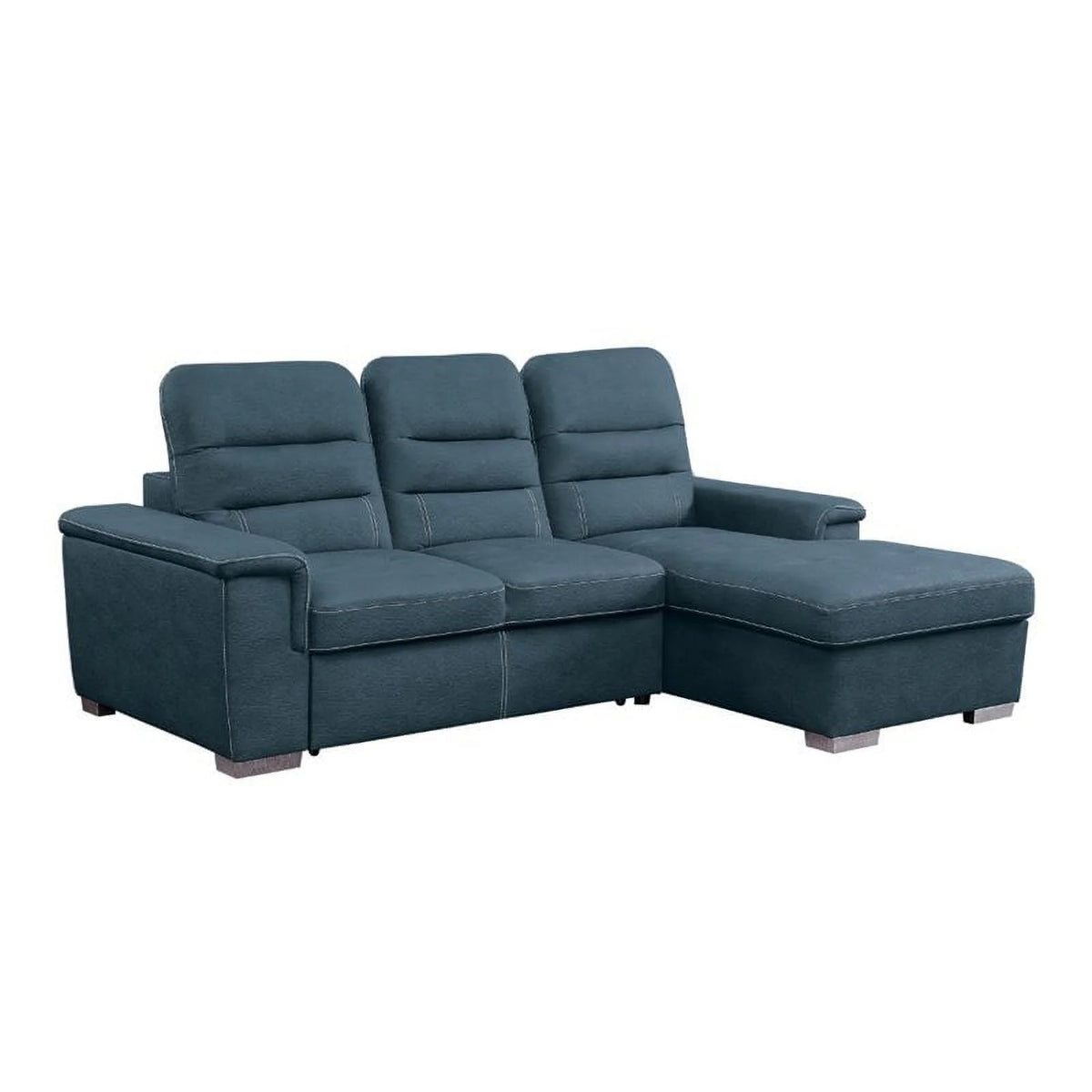Blue Microfiber Sectional Sofa with Pull Out Bed U480