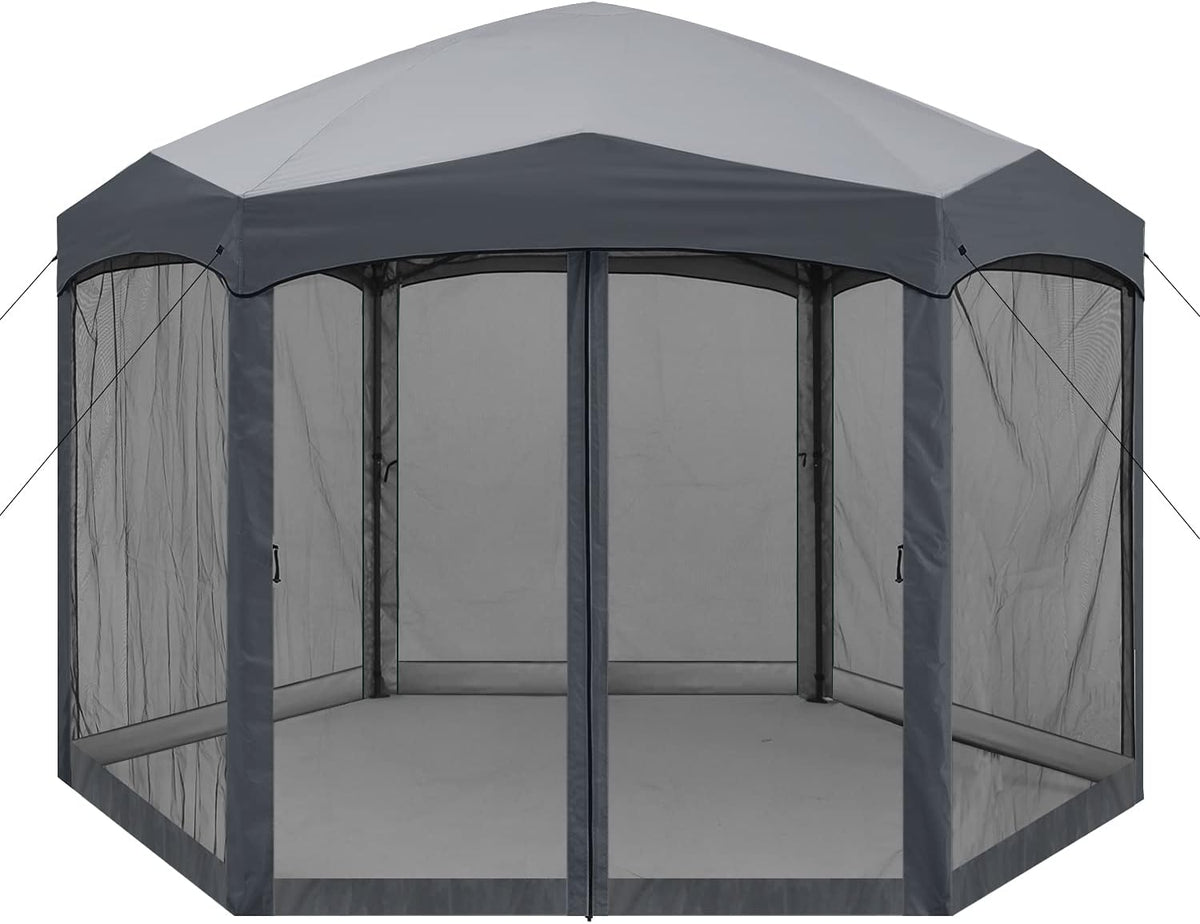 12x12 ft Hexagon Pop Up Gazebo with Netting C87002