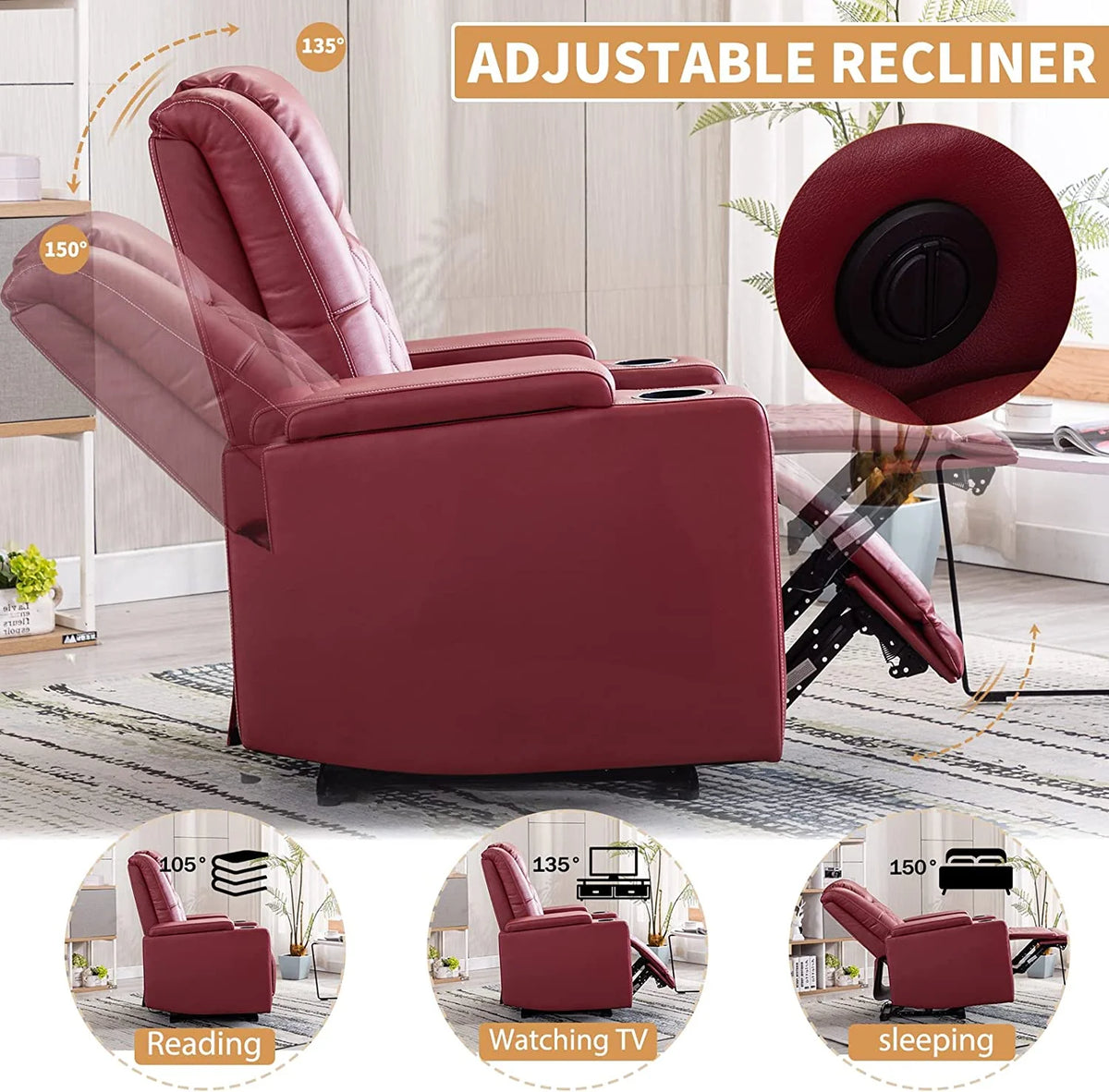 Power Recliner Chair Set of 3 PU Leather Black M85020