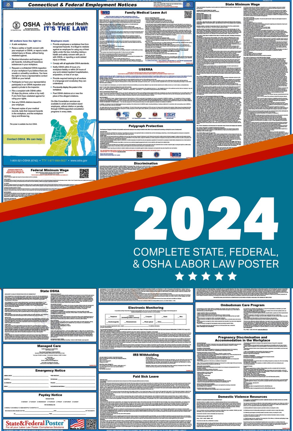 2024 Connecticut State and Federal Labor Law Poster T369263