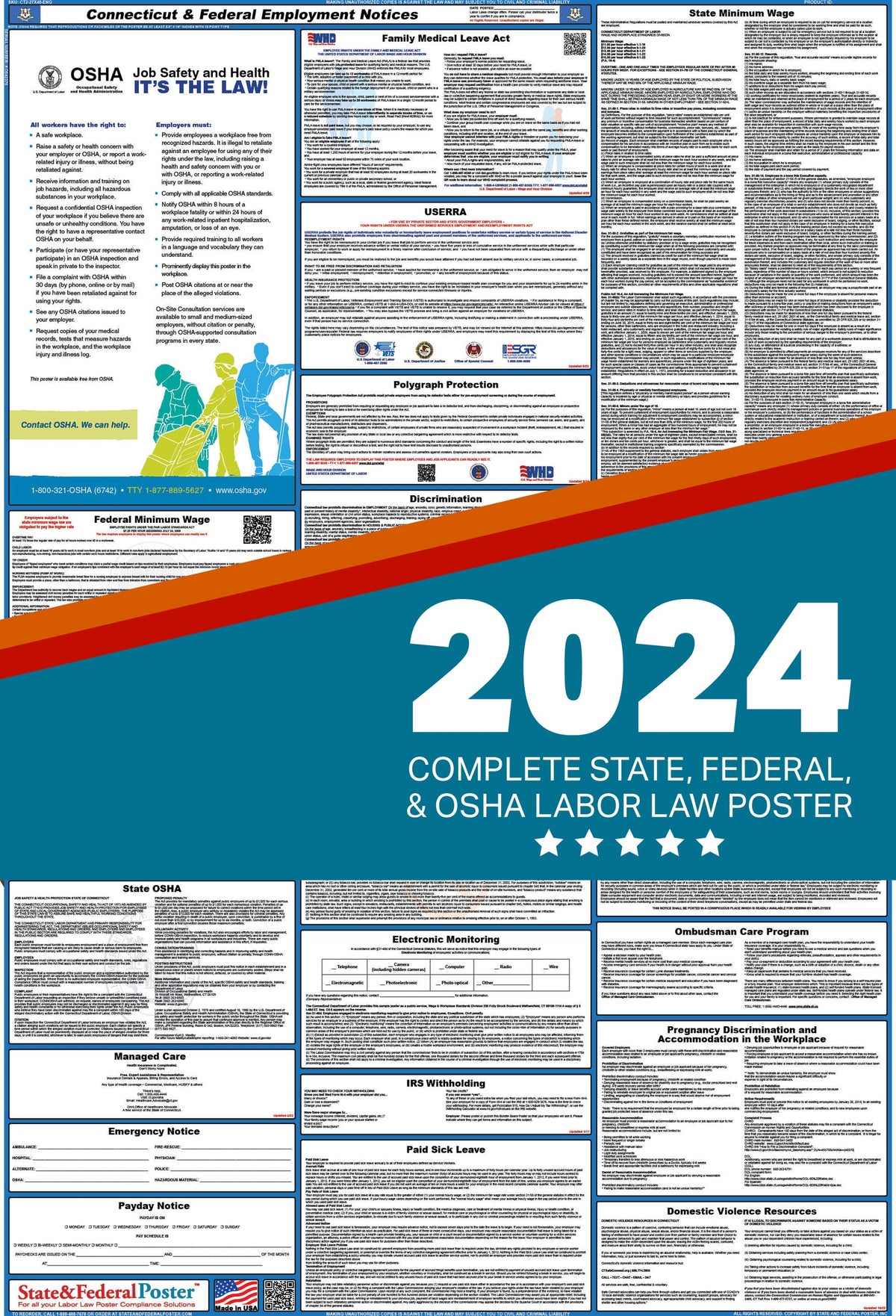 2024 Connecticut State and Federal Labor Law Poster T369263