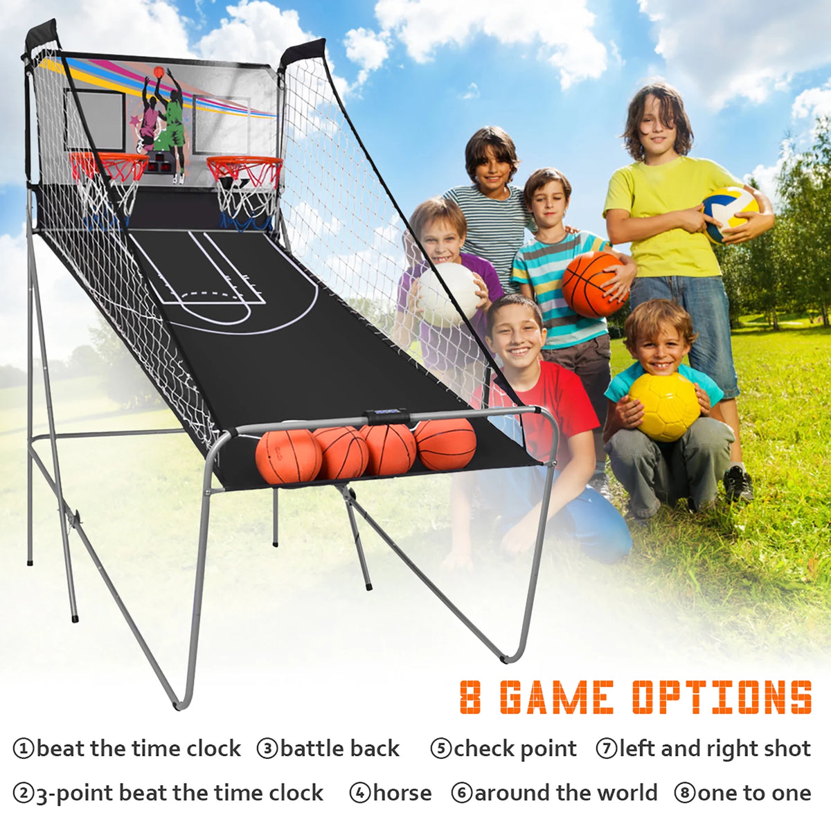 Indoor Basketball Arcade Game Double Electronic Hoops 2 Player with 4 Balls A301