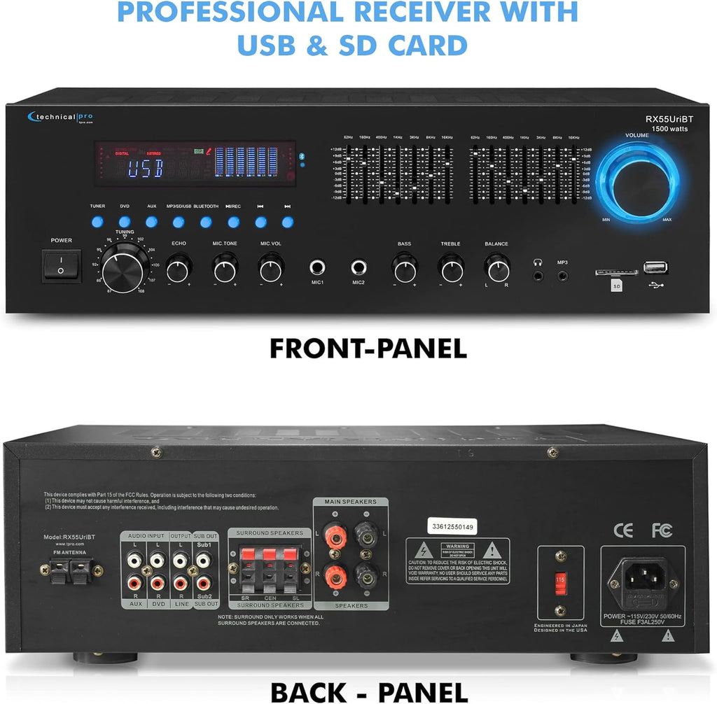 1500 Watts Professional Receiver with Bluetooth Compatibility H391487