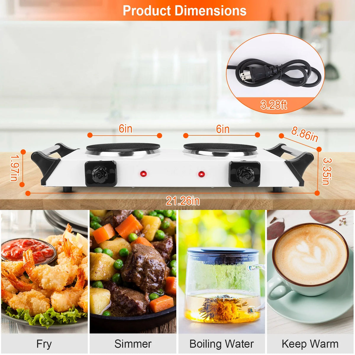 Portable Coil Heating Double/Single Burners Stove 2000W V300604