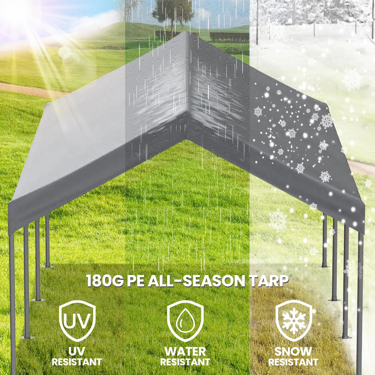 10' x 20' Heavy Duty Portable Carport Gray H63132