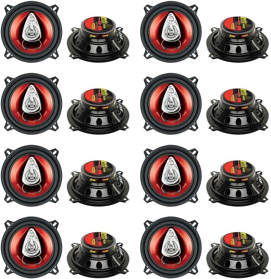 5.25" 3-Way 225W Car Audio Coaxial Speakers, Red (16 Pack) T756741