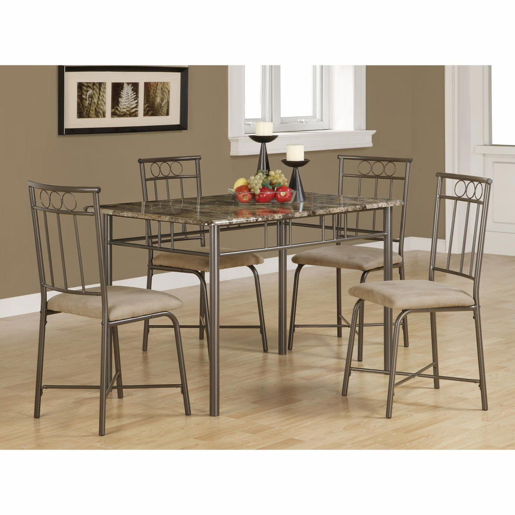 5-Pieces Cappuccino Marble Dining Set S3462