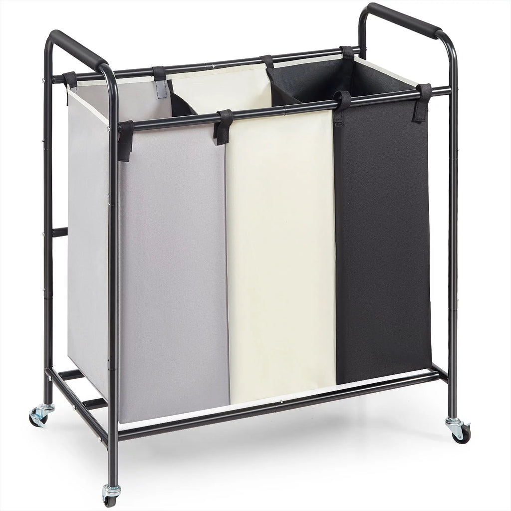 3-Section Rolling Laundry Sorter Cart with Wheels T790