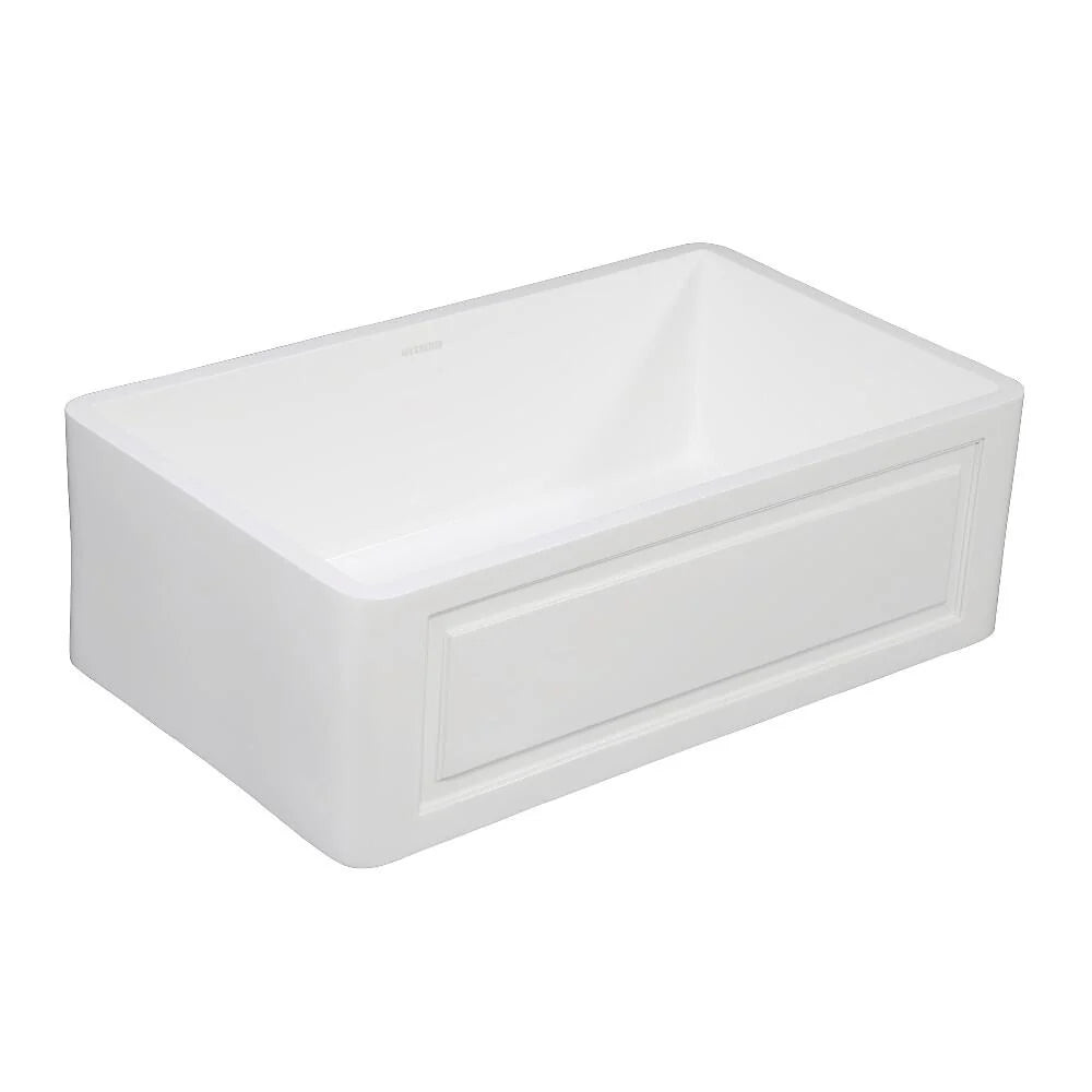 33 In. Apron Front Farmhouse Single Bowl Kitchen Sink, Matte White I866602